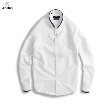 Áo sơ mi nam Hàn Quốc trắng kem slimfit ADINO vải nến lụa sợi sồi modal công sở SM09 420k