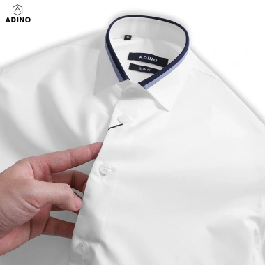Áo sơ mi nam Hàn Quốc trắng kem slimfit ADINO vải nến lụa sợi sồi modal công sở SM09 420k