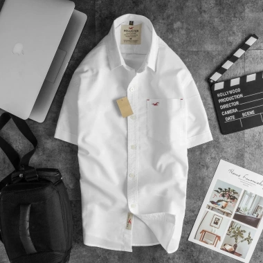 Áo sơ mi nam Hollister ngắn tay vải Oxford trắng - Giá chỉ 230.000, chất cao cấp