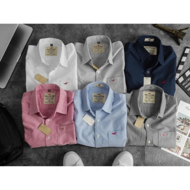 Áo sơ mi nam Hollister ngắn tay vải Oxford trắng - Giá chỉ 230.000, chất cao cấp