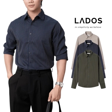 Áo sơ mi nam kẻ sọc dài tay LADOS-8.187 smart casual, form regular, vải premium mát nhẹ, sang trọng, giá 190k