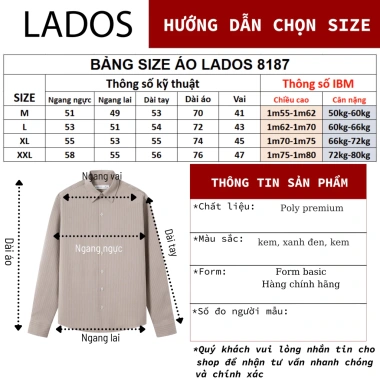 Áo sơ mi nam kẻ sọc dài tay LADOS-8.187 smart casual, form regular, vải premium mát nhẹ, sang trọng, giá 190k