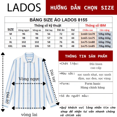 Áo sơ mi nam kẻ sọc LADOS-8.155 vải đũi linen basic trẻ trung phong cách Hàn Quốc - Giá chỉ 171.000đ 7 Áo sơ mi nam kẻ sọc LADOS-8.155 vải đũi linen basic trẻ trung phong cách Hàn Quốc - Giá chỉ 171.000đ 7