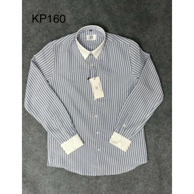 Áo sơ mi nam kẻ sọc phối cổ măng séc tay trắng menwear vải chống nhăn SMD38 - 224k giá ưu đãi