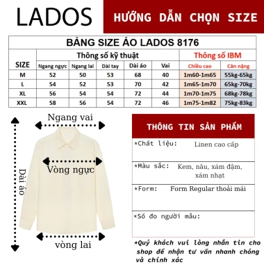 Áo sơ mi nam LADOS-8.176, vải rayon mềm mát, thấm hút mồ hôi, form regular sang trọng – 208.000₫ 2