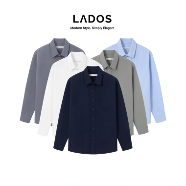 Áo sơ mi nam LADOS-8.177 vải Oxford, giữ form, thanh lịch công sở 235k