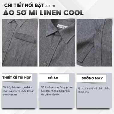 Áo Sơ Mi Nam LADOS-8.180 Linen Cao Cấp Lạnh Thoáng Mát Chống Nhăn Form Regular Giá 181.000₫ 4