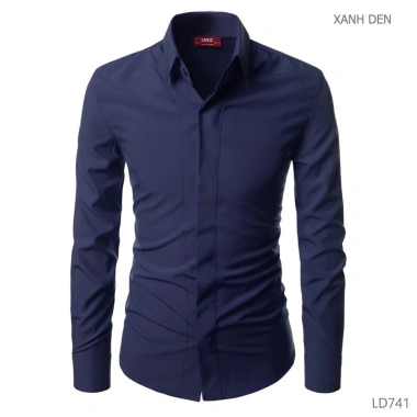 Áo sơ mi nam lụa trơn giấu cúc, form đẹp vừa ôm, rộng công sở, giá 120.000 VND