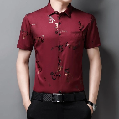 Áo sơ mi nam mới hoa mùa hè, tay ngắn lụa nhẹ, công sở, giảm giá 20% 2