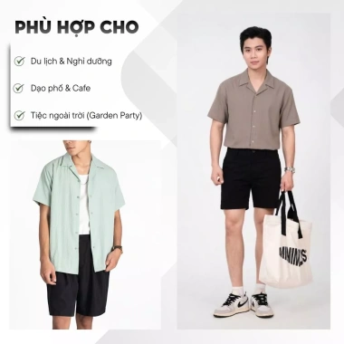 Áo sơ mi nam ngắn tay cổ vest cao cấp Lados 18.085 – form chuẩn, thoải mái, giảm 23% còn 162k 7