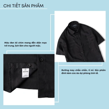 Áo sơ mi nam ngắn tay đen kẻ sọc caro ADINO vải sợi tre Bamboo mềm mát slimfit CT93 7