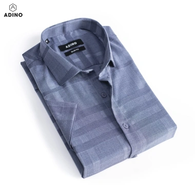 Áo sơ mi nam ngắn tay đen kẻ sọc caro ADINO vải sợi tre Bamboo mềm mát slimfit CT93 10