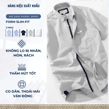 Áo Sơ Mi Nam Ngắn Tay Dư Xịn LCST Oxford Slimfit Thấm Hút Mồ Hôi SM53 - Giá 347k 2
