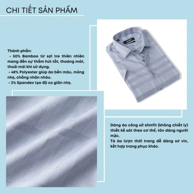 Áo sơ mi nam ngắn tay kẻ ghi xám ADINO vải sợi tre Bamboo công sở trẻ trung 369k 7 Áo sơ mi nam ngắn tay kẻ ghi xám ADINO vải sợi tre Bamboo công sở trẻ trung 369k 7