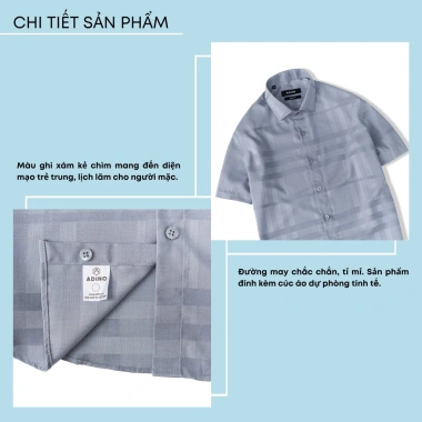 Áo sơ mi nam ngắn tay kẻ ghi xám ADINO vải sợi tre Bamboo công sở trẻ trung 369k 8 Áo sơ mi nam ngắn tay kẻ ghi xám ADINO vải sợi tre Bamboo công sở trẻ trung 369k 8
