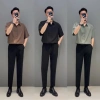 Áo sơ mi nam ngắn tay lụa không nhăn cao cấp - Form rộng Hàn Quốc, màu đen trắng xanh nâu, 300k