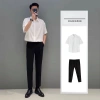 Áo sơ mi nam ngắn tay lụa không nhăn cao cấp - Form rộng Hàn Quốc, màu đen trắng xanh nâu, 300k 5
