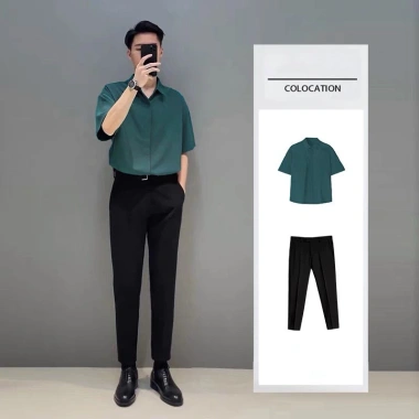 Áo sơ mi nam ngắn tay lụa không nhăn cao cấp - Form rộng Hàn Quốc, màu đen trắng xanh nâu, 300k 6