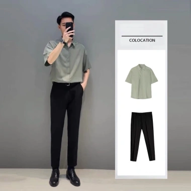 Áo sơ mi nam ngắn tay lụa không nhăn cao cấp - Form rộng Hàn Quốc, màu đen trắng xanh nâu, 300k 8
