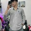 Áo Sơ Mi Nam Nữ Kẻ Sọc Xanh Xám Dài Tay Thêu Ngựa Cotton Hottrend 2.025 Giá 145k 5