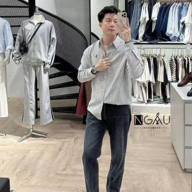 Áo Sơ Mi Nam Nữ Kẻ Sọc Xanh Xám Dài Tay Thêu Ngựa Cotton Hottrend 2.025 Giá 145k 6