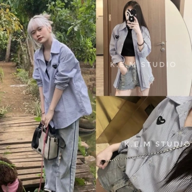 Áo Sơ Mi Nam Nữ Thêu Trái Tim Ngực Chất Liệu Cao Cấp Hot Trend 2.024 79.957₫