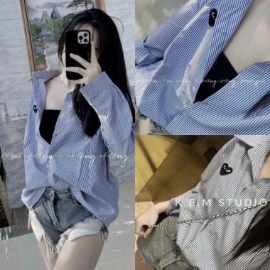 Áo Sơ Mi Nam Nữ Thêu Trái Tim Ngực Chất Liệu Cao Cấp Hot Trend 2.024 79.957₫