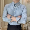 Áo sơ mi nam phong cách Ý cổ nhọn, sọc cao cấp không viền công sở thường ngày 5