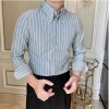 Áo sơ mi nam phong cách Ý cổ nhọn, sọc cao cấp không viền công sở thường ngày 6