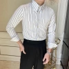 Áo sơ mi nam phong cách Ý cổ nhọn, sọc cao cấp không viền công sở thường ngày 8