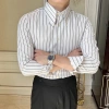 Áo sơ mi nam phong cách Ý cổ nhọn, sọc cao cấp không viền công sở thường ngày 9