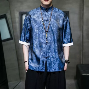 Áo sơ mi Nam Plus Size phong cách Trung Quốc, vải lụa nhẹ mát mẻ mùa hè - Giảm tới 20% 5 Áo sơ mi Nam Plus Size phong cách Trung Quốc, vải lụa nhẹ mát mẻ mùa hè - Giảm tới 20% 5