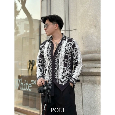 Áo sơ mi nam POLI họa tiết đen trắng sang trọng - Giảm giá 20% chỉ 680.000₫