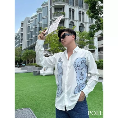 Áo sơ mi nam POLI in hình nghệ thuật, trẻ trung, giảm 20% chỉ 375.000₫