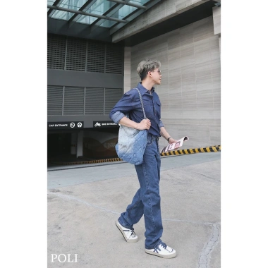 Áo sơ mi nam POLI MAN chất liệu denim jean – Giá chỉ 375.000 VNĐ, giảm mạnh