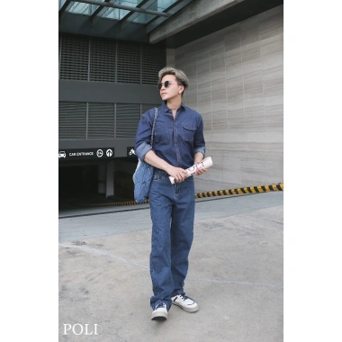 Áo sơ mi nam POLI MAN chất liệu denim jean – Giá chỉ 375.000 VNĐ, giảm mạnh