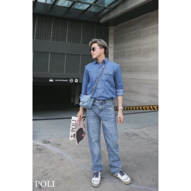 Áo sơ mi nam POLI MAN chất liệu denim jean – Giá chỉ 375.000 VNĐ, giảm mạnh
