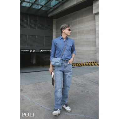 Áo sơ mi nam POLI MAN chất liệu denim jean – Giá chỉ 375.000 VNĐ, giảm mạnh