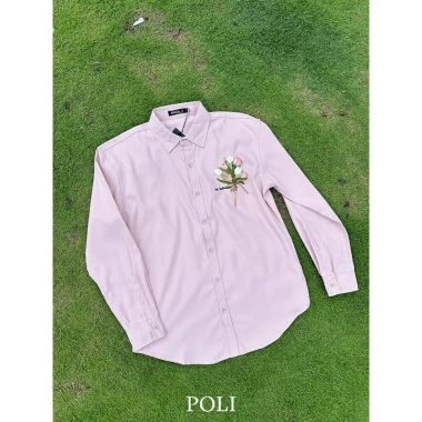 Áo sơ mi nam POLI MAN màu hồng họa tiết thêu - Giá chỉ 495.000đ, giảm tới 108.900đ