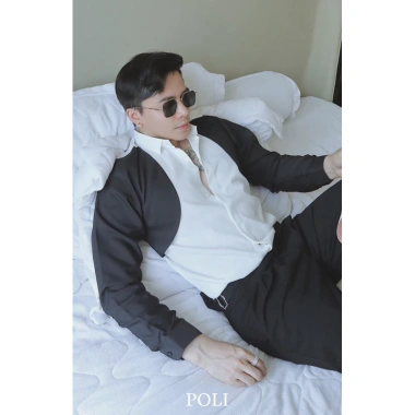 Áo sơ mi nam POLI MAN phối đen - Giá 600.000đ, giảm 180k, chất liệu mịn, độ bền cao, phong cách công sở hiện đại
