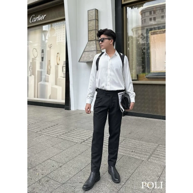 Áo sơ mi nam POLI MAN trắng đai đen - Giá chỉ 375.000, giảm mạnh so với 487.500 4