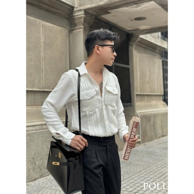 Áo sơ mi nam POLI MAN trắng hai túi - Giá 375.000đ, giảm sâu so với 476.250đ 3 Áo sơ mi nam POLI MAN trắng hai túi - Giá 375.000đ, giảm sâu so với 476.250đ 3