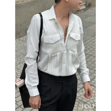 Áo sơ mi nam POLI MAN trắng hai túi - Giá 375.000đ, giảm sâu so với 476.250đ 8 Áo sơ mi nam POLI MAN trắng hai túi - Giá 375.000đ, giảm sâu so với 476.250đ 8