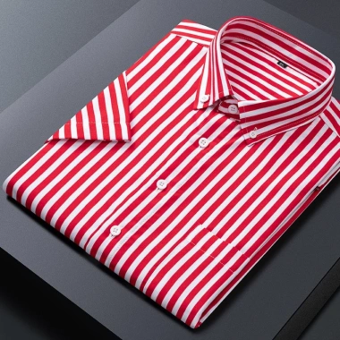 Áo sơ mi nam sọc công sở tay ngắn, cotton, giảm 21% chỉ 185.344 VND