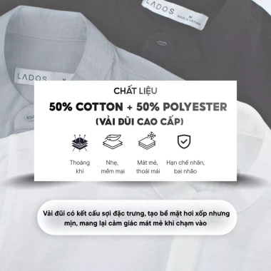 Áo sơ mi nam tay dài cổ trụ LADOS 28.108 – Hàn Quốc, form chuẩn, chất đẹp, trẻ trung