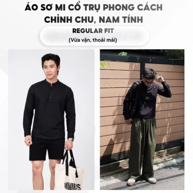 Áo sơ mi nam tay dài cổ trụ LADOS 28.108 – Hàn Quốc, form chuẩn, chất đẹp, trẻ trung