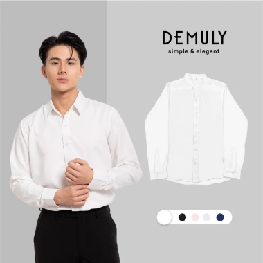 Áo sơ mi nam tay dài Demuly vải silk poly mềm mại, form regular phong cách Hàn Quốc A01 - 168k