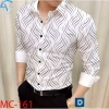 Áo sơ mi nam tay dài họa tiết sóng in 3D, không phai, màu nét, vải lụa chống nhăn, size M-6XL - 129k