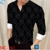 Áo sơ mi nam tay dài họa tiết sóng in 3D, không phai, màu nét, vải lụa chống nhăn, size M-6XL - 129k 2