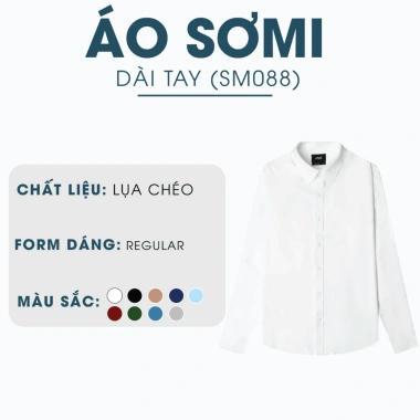 Áo sơ mi nam tay dài MATANO SM088 vải lụa không nhăn, form tailored tôn dáng - Giá chỉ 215.000₫